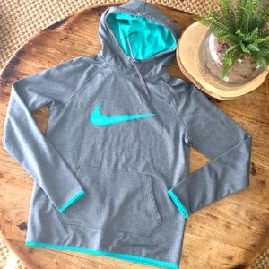 Small Nike Hoodie Gray Turquoise